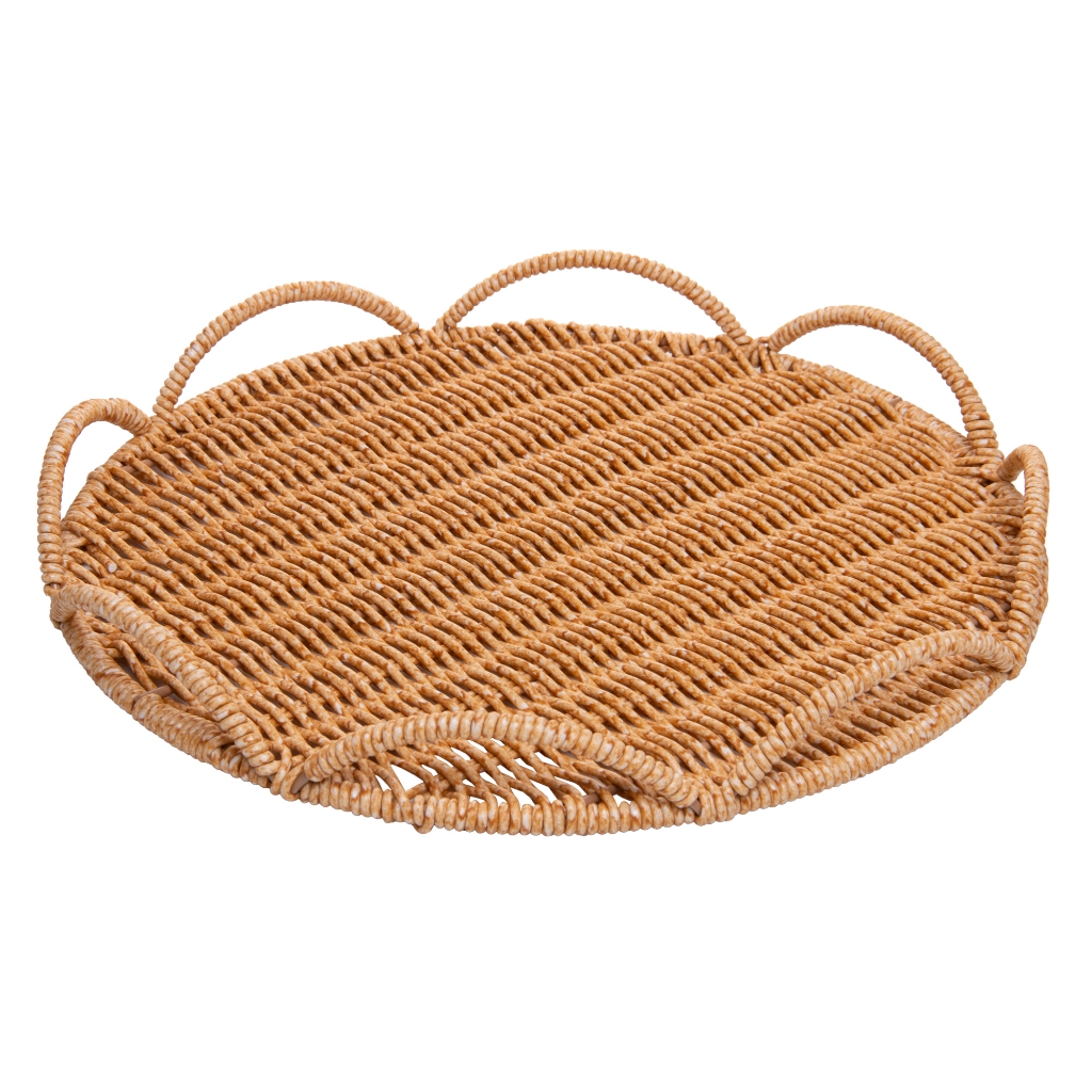 Bandeja Bali Lyor 30cm x 30cm x 3cm Plástico Cor Natural Decorativa para Mesa Posta e o Bar em Casa para Servir Petiscos