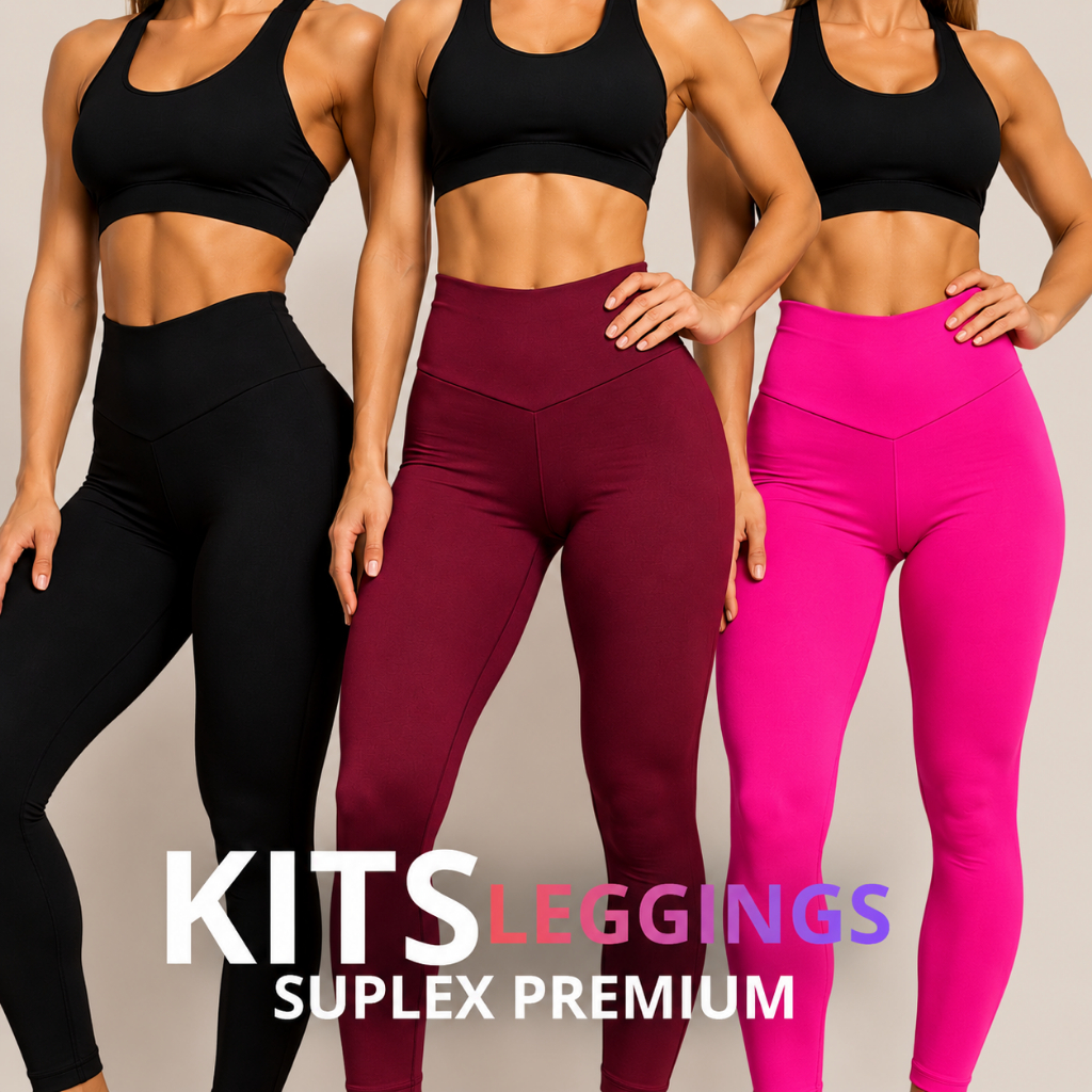 Kit 3/2 Calças Legging Feminina Cós Alto Confortável Academia Fitness Tecido Grosso Leve Compressão