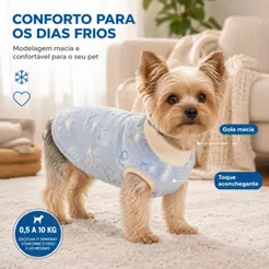 Roupa Inverno Cachorro Conforto Térmico Gola Macia Pet até 10kg