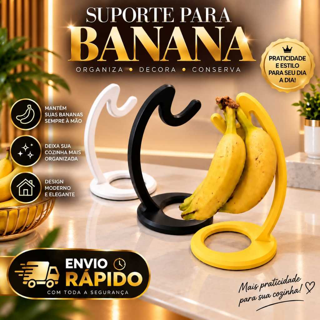 Suporte para Banana - organização e praticidade - ,moderno ,Suporte Frutas, decoração ,otimo para presentear