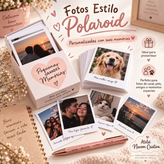 Fotos Polaroid Personalizadas | Foto Impressa Mini 5x7,5 / 7x10 / 10x12 | Kit 12 a 100 Fotos
