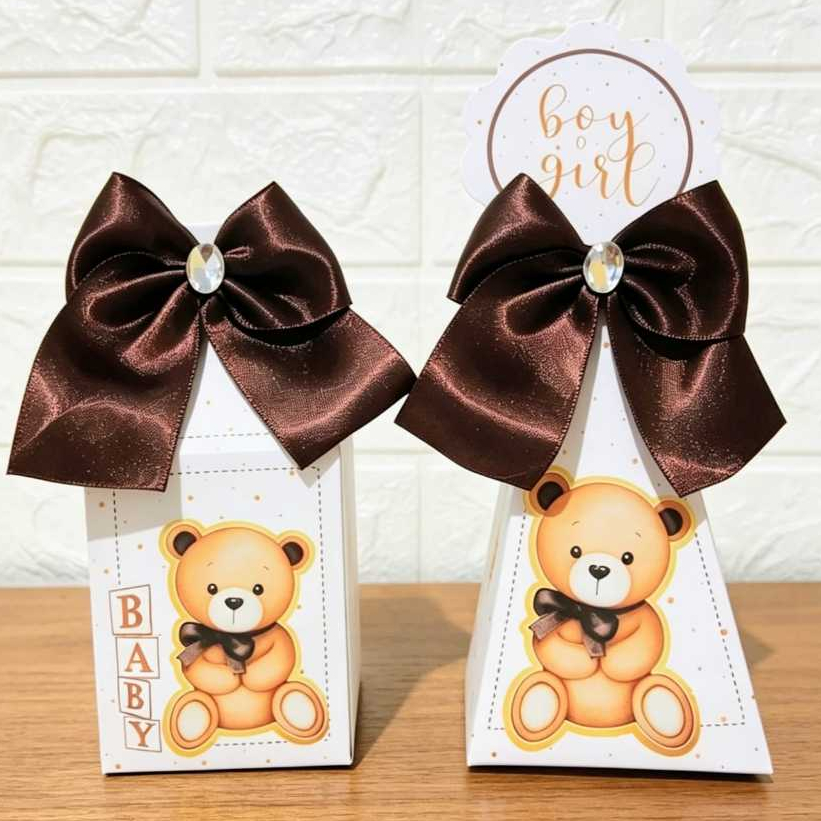 KIT FESTA CAIXINHAS PERSONALIZADA-CHÁ REVELAÇÃO MARRON- (PEGUE E MONTE) - LEMBRANCINHAS  FESTA INFANTIL