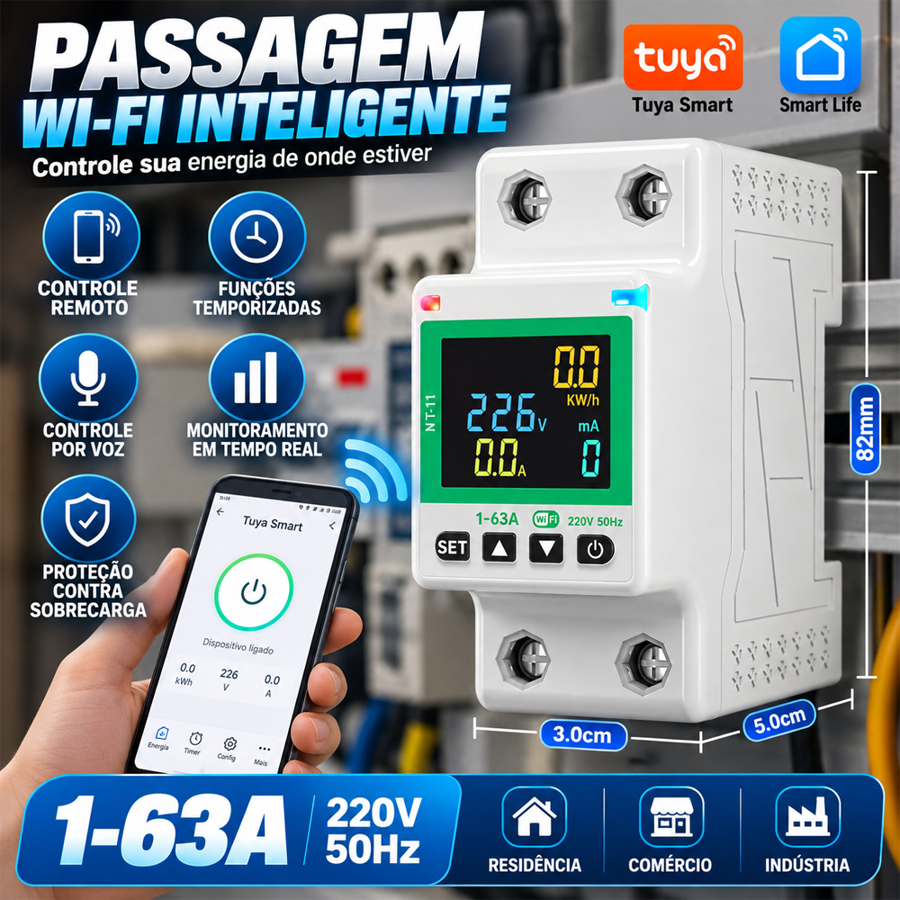 Enviamos De SP Disjuntor Wifi Idr 63A Bivolt 110/220v Medidor Energia