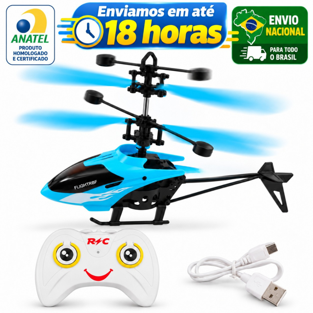 Helicóptero Voador MW RC Controle Remoto Infantil Sensor  Recarregável Brinquedo Ideal Para Crianças