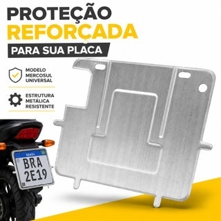 Suporte Protetor De Placa Moto Mercosul Universal Moldura De Ferro Reforçado Aço Anti Vibração Evita Quebrar E Trincar