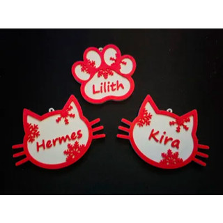 Enfeite de Árvore de Natal Pet Cachorro e Gatos Nome Personalizado Ornamento Festas Várias Cores