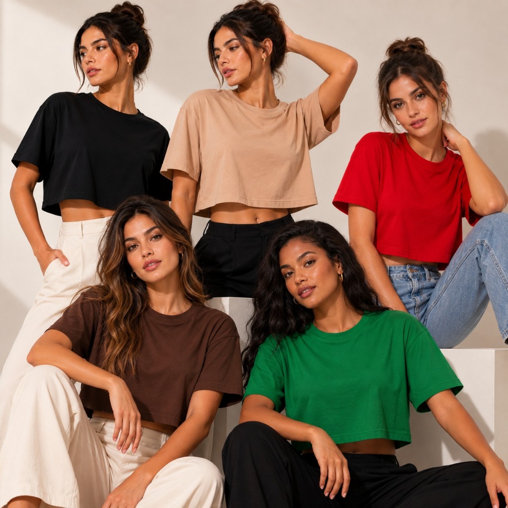 Camiseta Feminina Cropped Oversized 100% Algodão Tshirt Gringa Street Confortável Look Casual Urbano