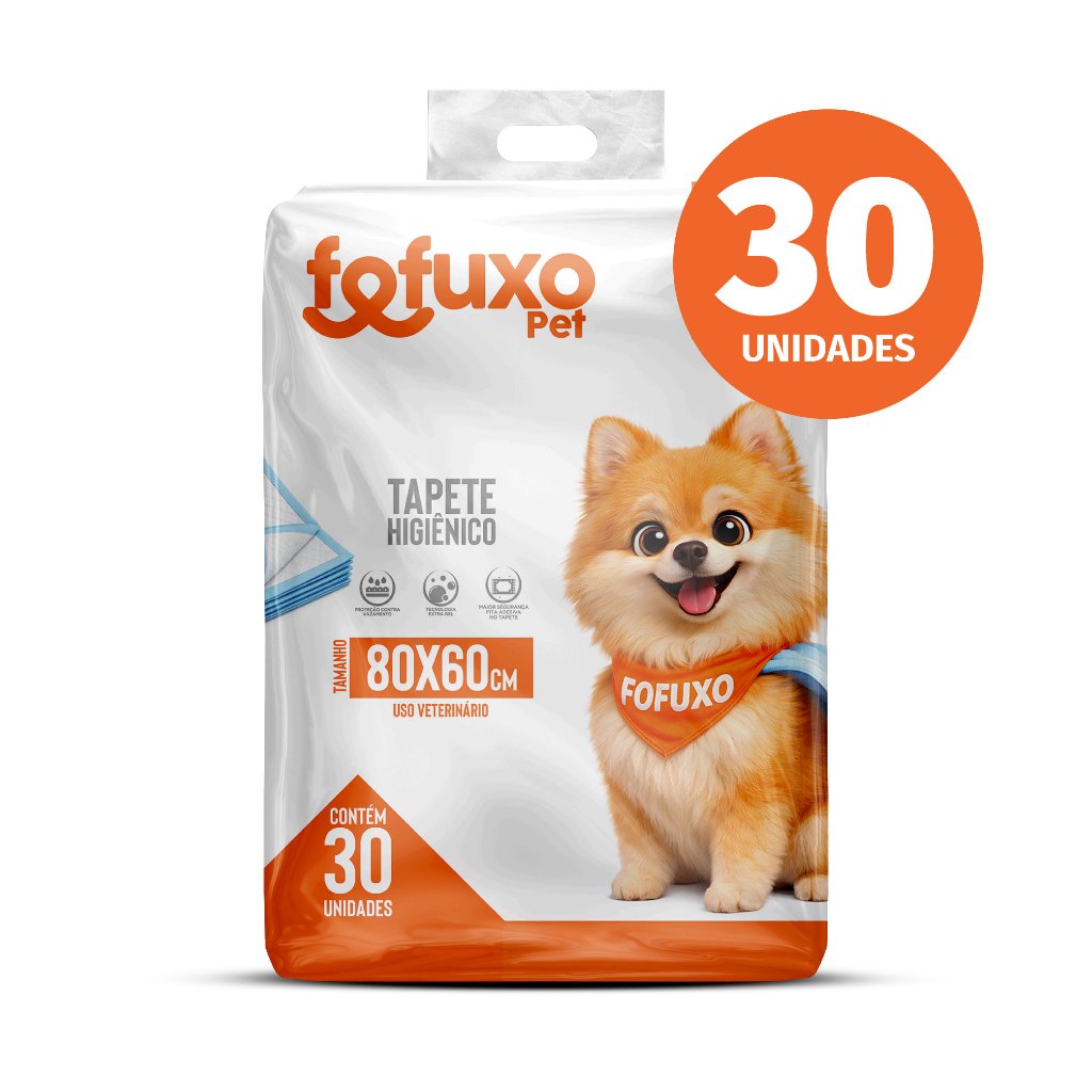 Tapete Higiênico Slim Fofuxo 30 Unidades 80cm x 60cm | Cães Todos os Portes Fralda Pet Xixi