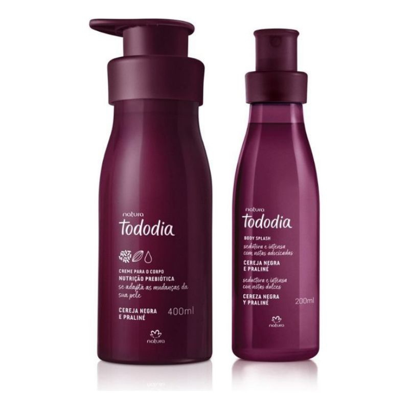 Kit Natura Cereja Negra & Praliné – Bory Splash 200ml + Hidratante Corporal 400ml envio imediato