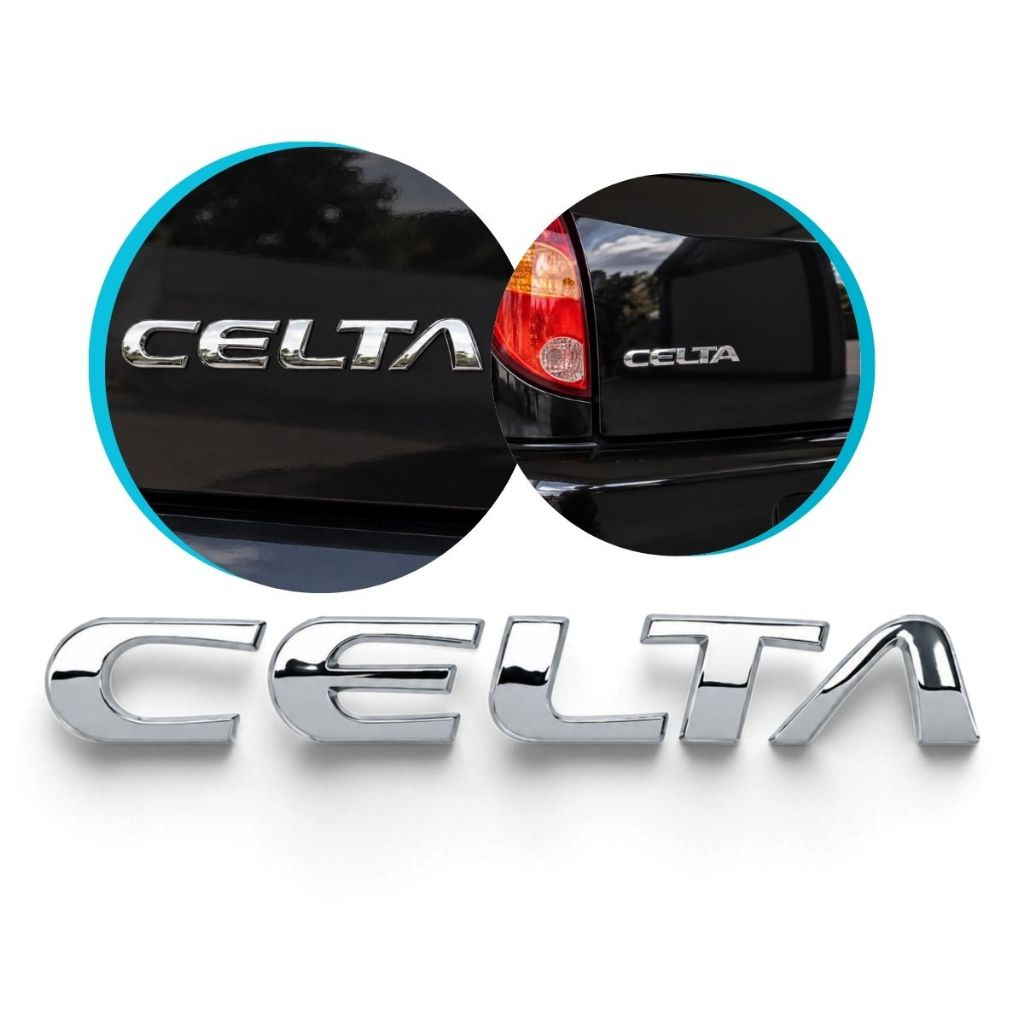 Emblema Logo Celta 2001 a 2006 Adesivo Traseiro Cromado Chevrolet
