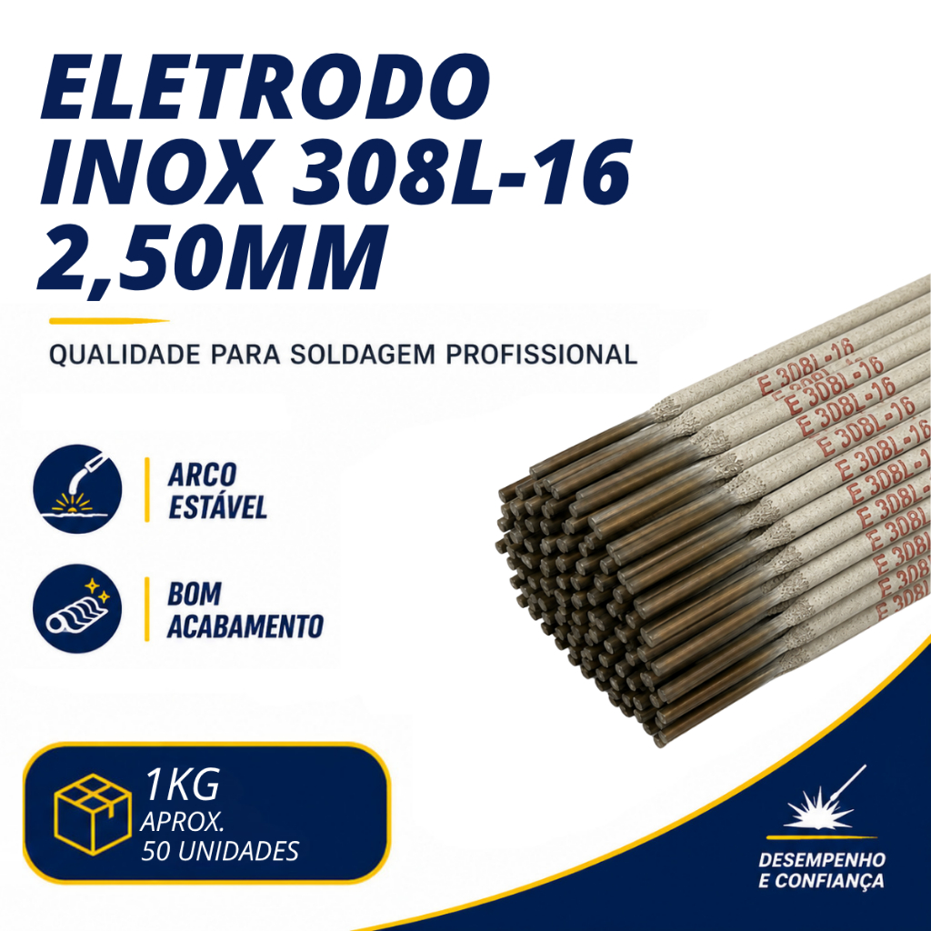Eletrodo De Aço Inox 308 (2,50mm) Pacote 1kg - Soldaforte