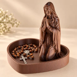 Porta-Terço Nossa Senhora em Oração – Decoração Religiosa em Impressão 3D