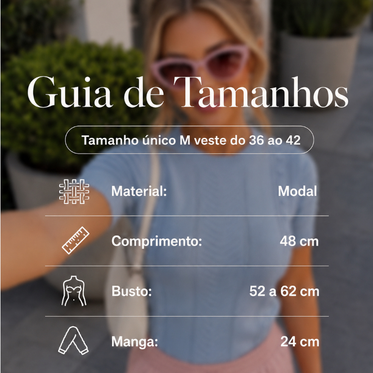 Blusa Feminina de Tricô Modal Manga Curta Casual e Moderna — imagem 2 de 2