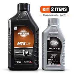 Kit Manutenção Motosserra Óleo Corrente VG 220 1L + Óleo Motor 2 Tempos 500ml Proteção e Rendimento