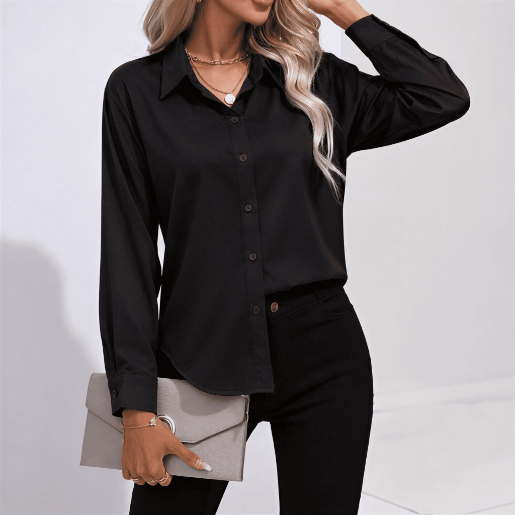 Blusa Feminina Social Camisa Feminina Crepinho Premium Manga Longa Elegante Gola Colarinho Trabalho Confortável