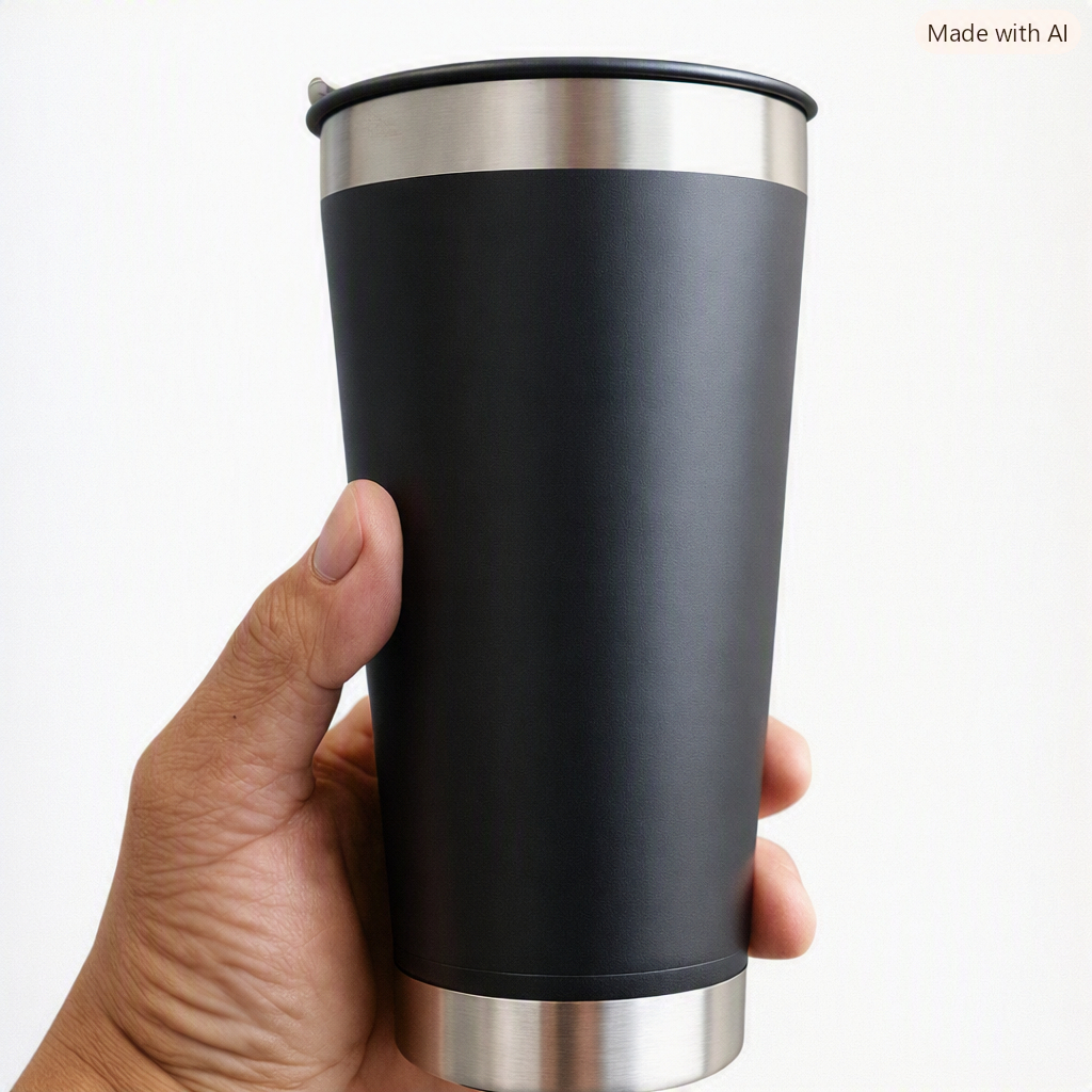 Copo Térmico 473Ml Aço Inox com Parede Dupla Com Tampa Abridor Premium