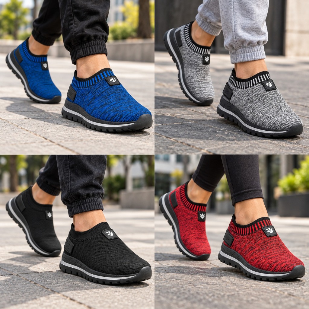 Tênis de Caminhada Masculino Slip-On Confortável Respirável Antiderrapante Leve Do 38 ao 43