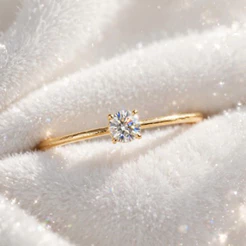 Anel Solitário Feminino Dourado Aço Inoxidável Não Escurece com Zircônia 2mm - Aparador