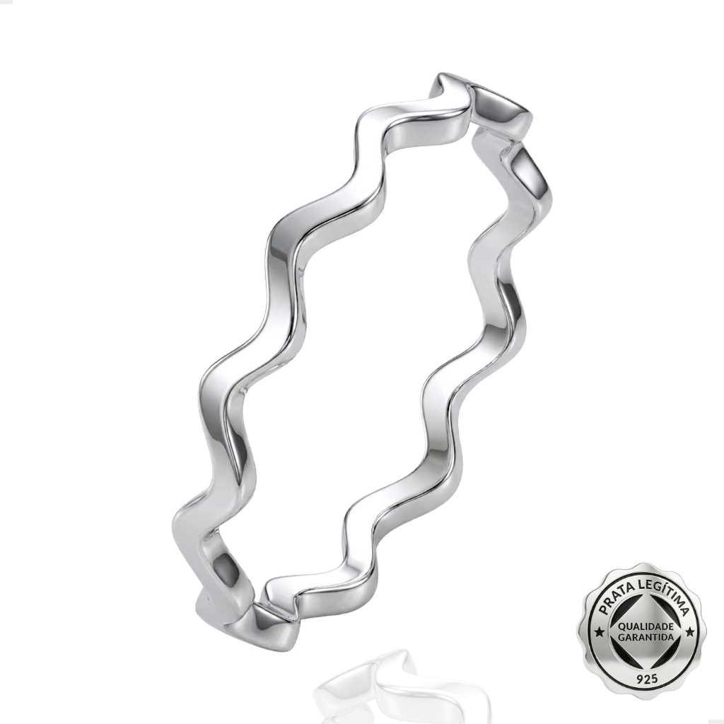 Anel Prata 925 Feminino Ondulado Ondas Delicado