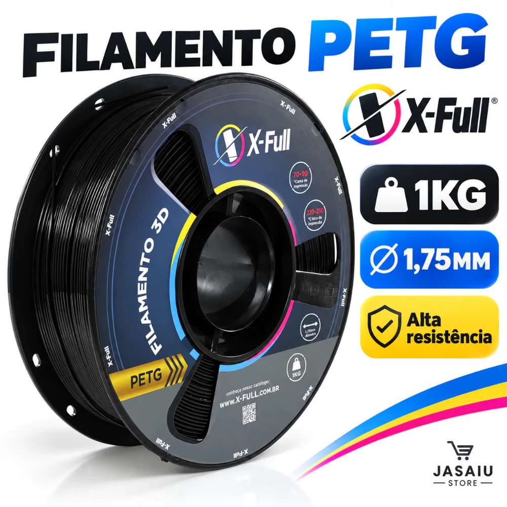 Filamento PETG X-Full 1Kg 1,75mm Impressora 3D Alta Resistência Várias Cores