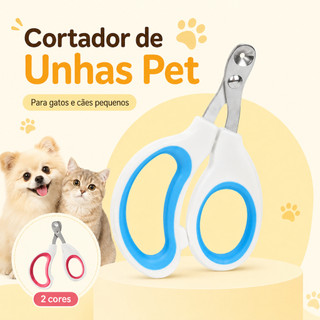 Cortador de Unhas Pet DENDI Aço Inox Azul/Vermelho Compacto para Gatos e Cães Pequenos Abertura Circular