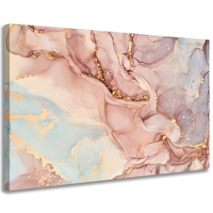 Quadro Decorativo Mármore Efeito Rosa Abstrato Sala Quarto