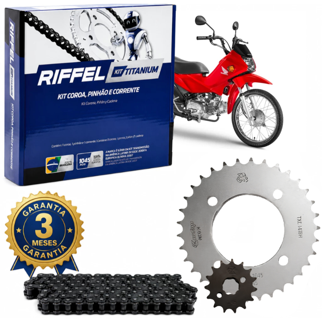 Kit Quite Relação Tração Transmissão Pop 100 2007 À 2015 Original Riffel