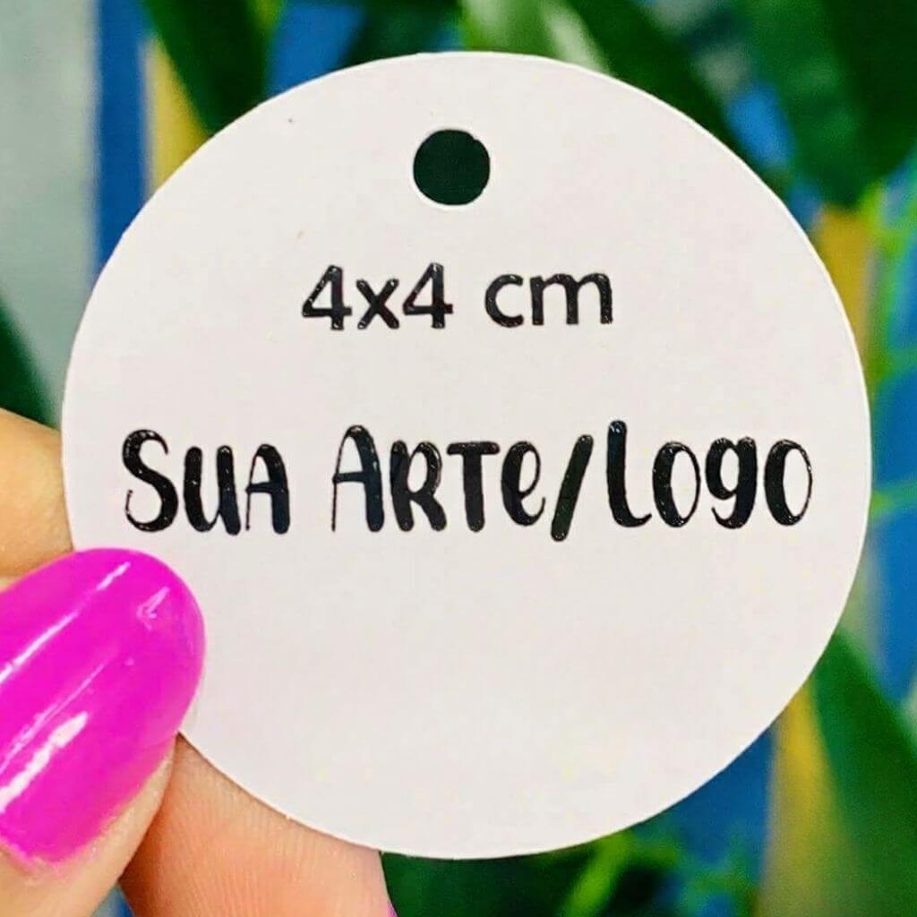 Tag Personalizada 4x4 cm Redonda – Com Sua Arte ou Logo