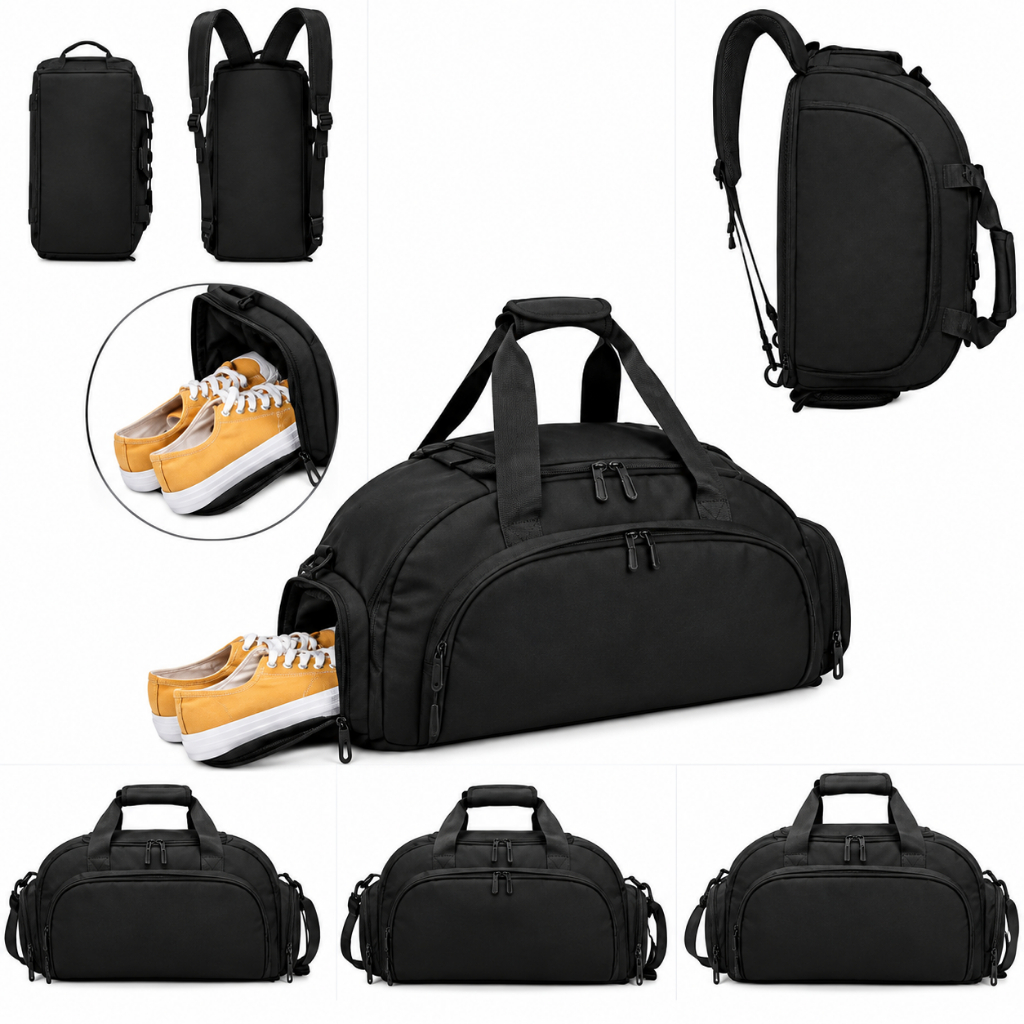 Mochila Mala Para Academia Treino Natação Camping Na Cor Preta