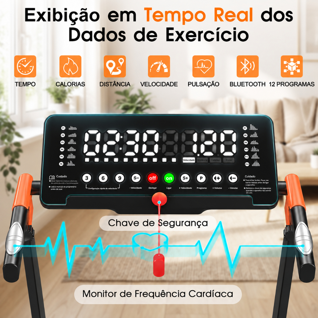 Esteira Elétrica Ergométrica QBuen 2,5HP Inteligente Led-tela Bluetooth Inclinação 6°- Velocidade 1-12km/h 127-220V · foto 2