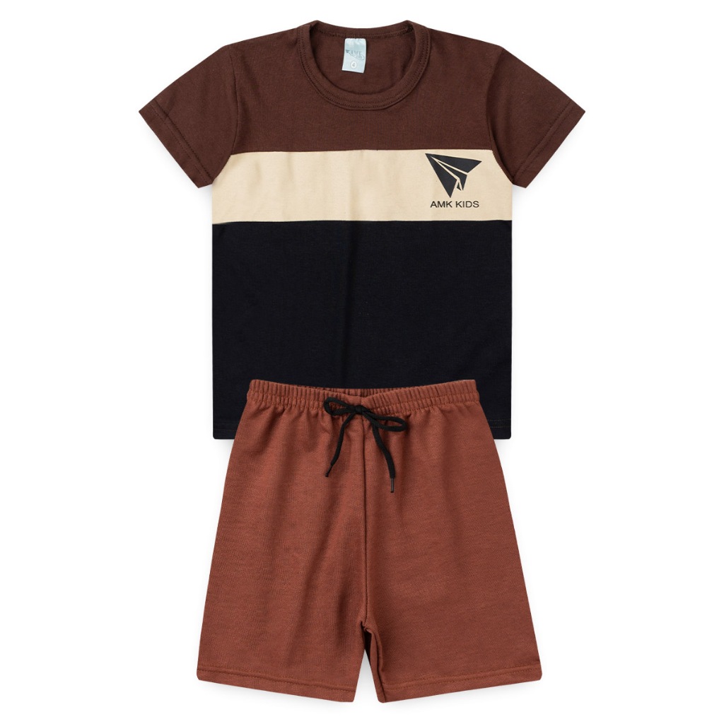 Conjunto de verão menino camiseta estampada e bermuda infantil masculino confortável básico moda criança estilo L88