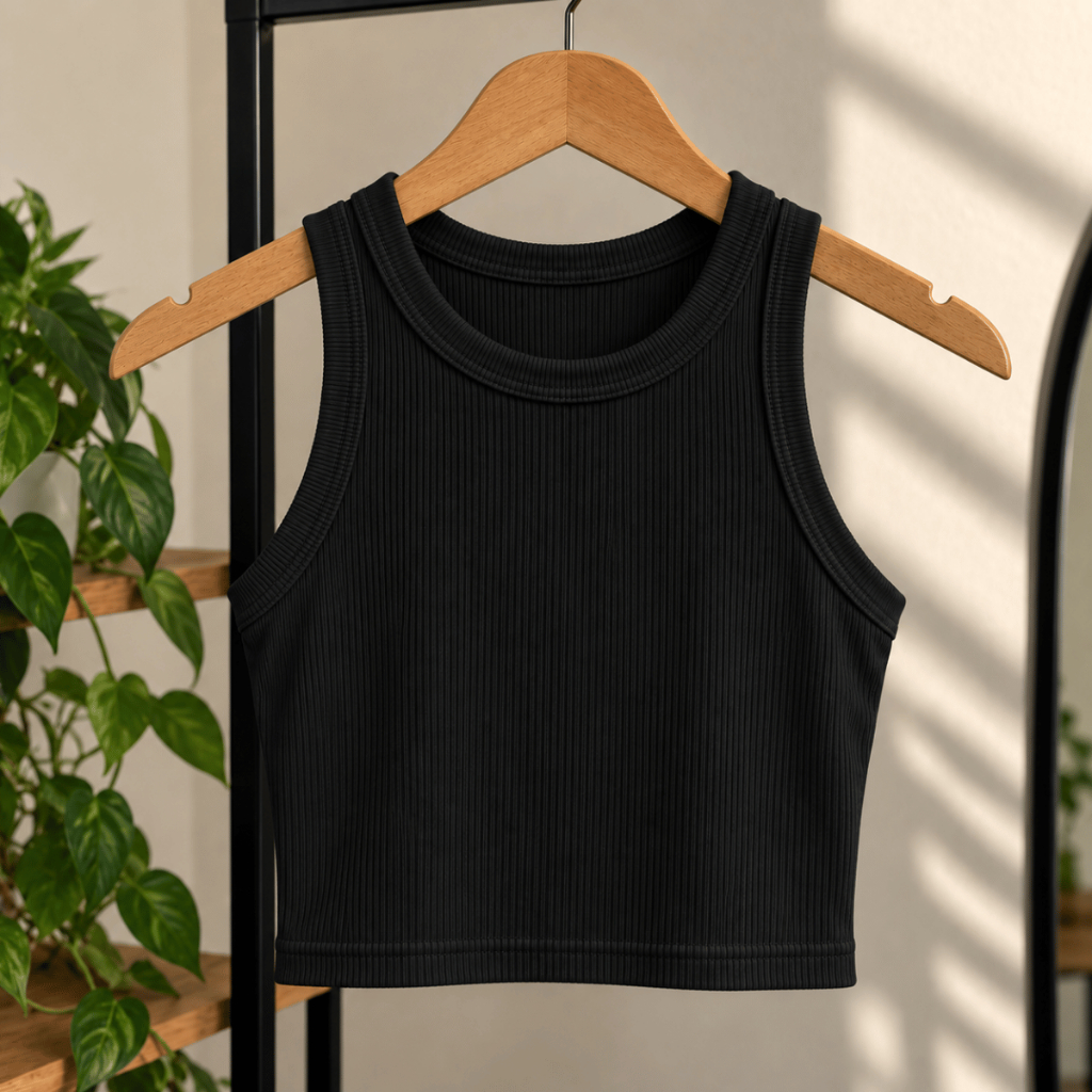 Cropped Feminino Regata Canelada Tamanho Único Blusinha Básica Justinha Confortável Casual Fitness