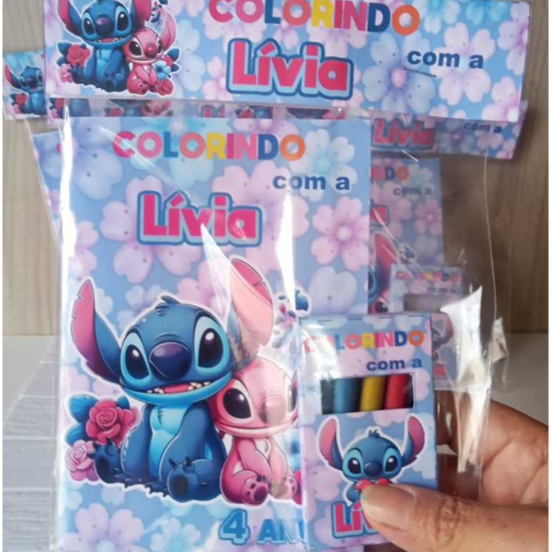 Livrinho de Colorir Stitch Personalizado com Nome e Idade Lembrancinha de Festa Infantil revistinha todos tema