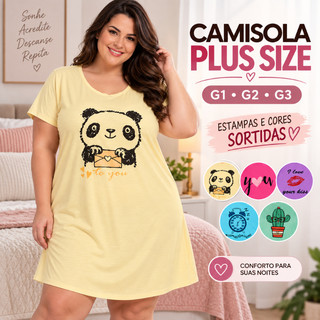 Camisola Plus Size Feminina G1 G2 G3 Grande Confortável Roupa de Dormir Pijama Novidade |200PL| Oferta