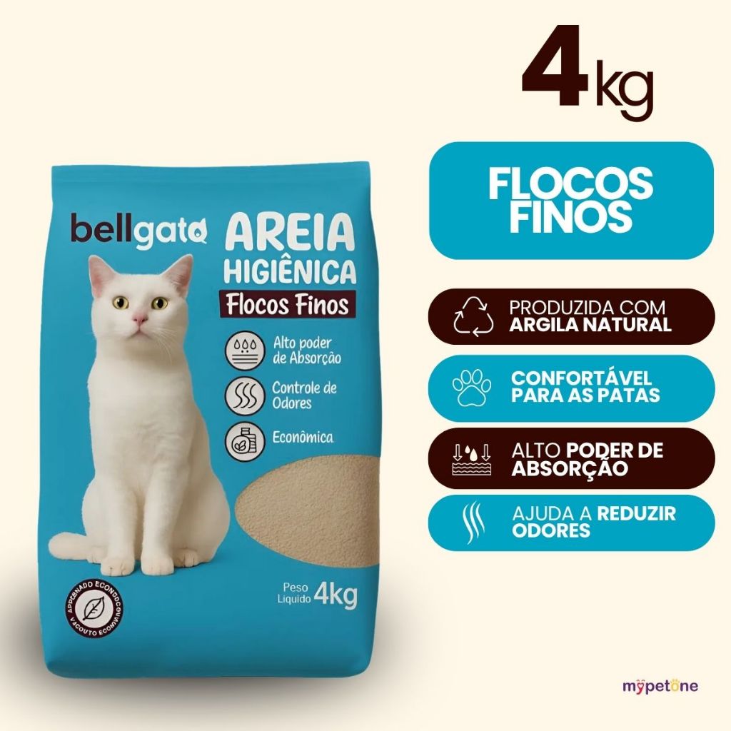 Areia Sanitária Para Gatos Bellgato Extra Fina Areia Para Gato Argila Pipicat Barata 4Kg a 20Kg