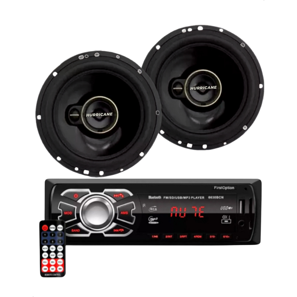 Kit Alto Falante Aurum Hurricane + Som Automotivo Bluetooth Radio FM USB MP3 SD AUX Carro 120 Watts