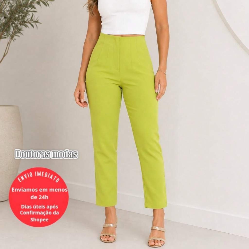 Doutouras Modas Calça Alfaiataria Zr Feminina Cintura Alta Laçamento Moda Luxo Envio Imediato Tecido Premium ZR 020