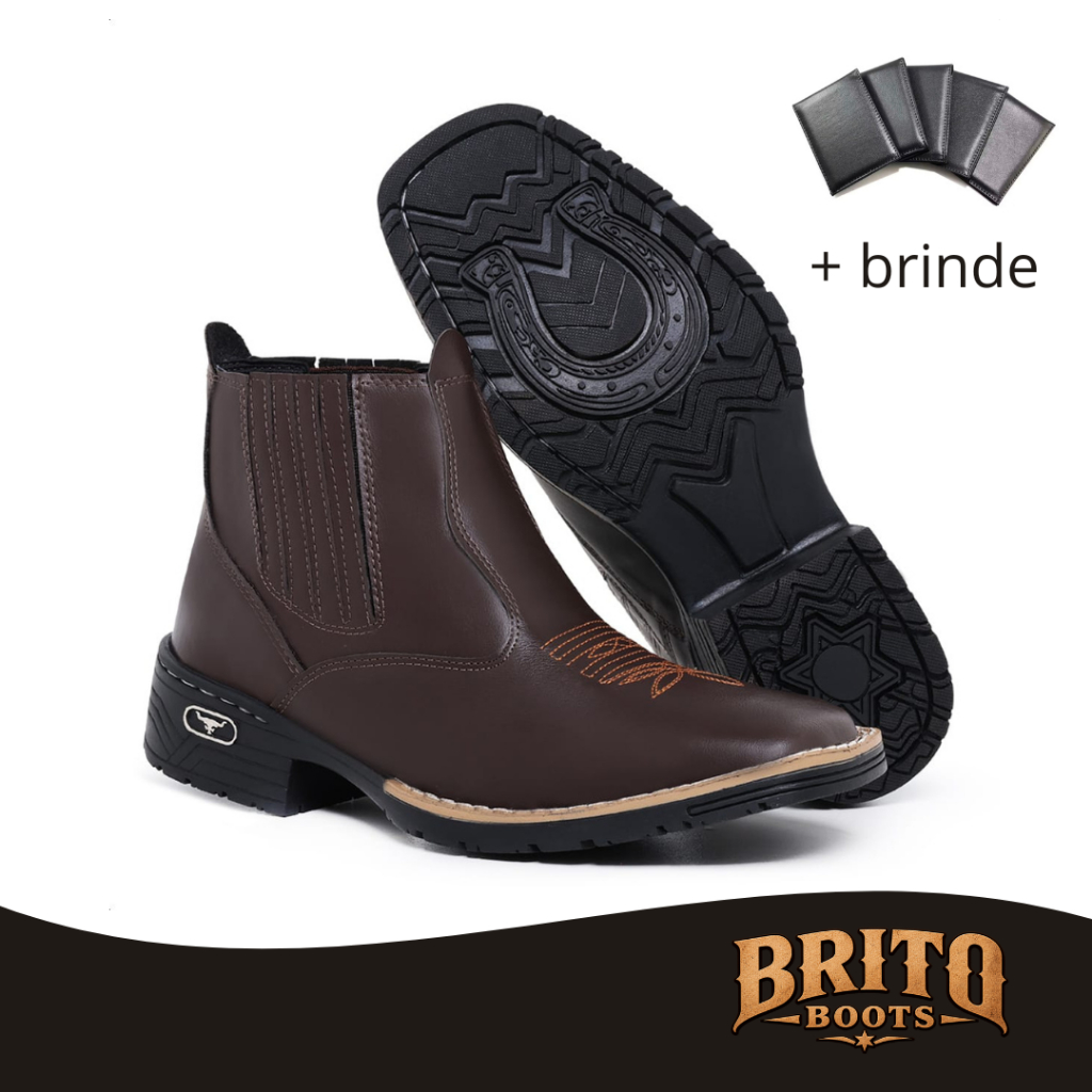 Botina Texana Unissex Sintético Premium Masculina e Feminina Conforto e Estilo Country + Brinde