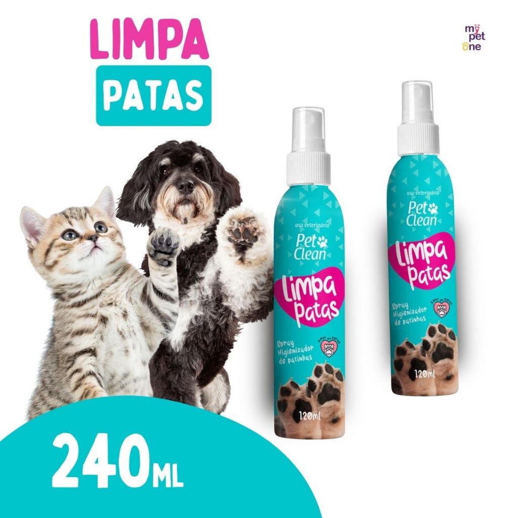 Kit 2 Limpa Patas Pet Clean Spray Higienizador - 120ml