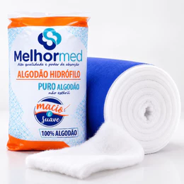 Rolos Algodão Hidrófilo 250g MelhorMed 100% Algodão Absorvente Limpeza Curativo Hospitalar Clínica Higiene ANVISA