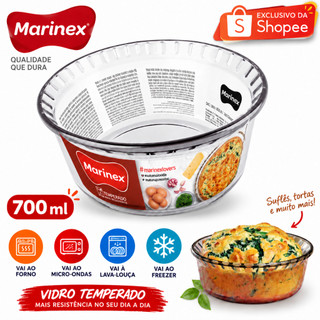 Assadeira Forma para Suflê 700ml Marinex Nadir em Vidro Refratário Ideal para Receitas Porções Individuais