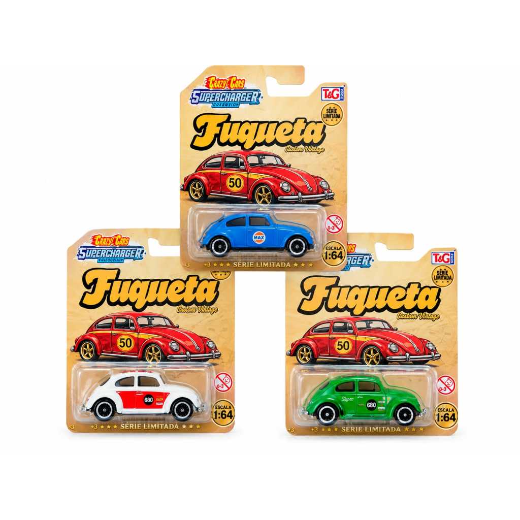 Miniatura Fusca 1:64 Metal/Plástico Cores - Tag Toys