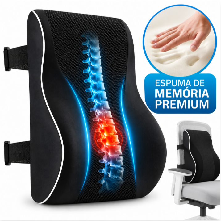 Almofada Lombar Ergonômica de Ortopédica para Cadeira Alivio Dores