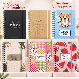 Agenda 2027 Diária Capa Dura Espiral Planner - Diversas Capas 336 Páginas