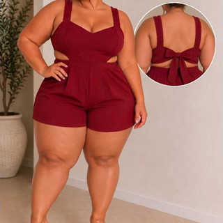 Macaquinho Feminino Elegante Macaquinho Plus Size Macacão Curto Feminino