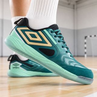 Chuteira Futsal Umbro Pro 5 Bump Couro Bright Emerald Bump Profissional Original