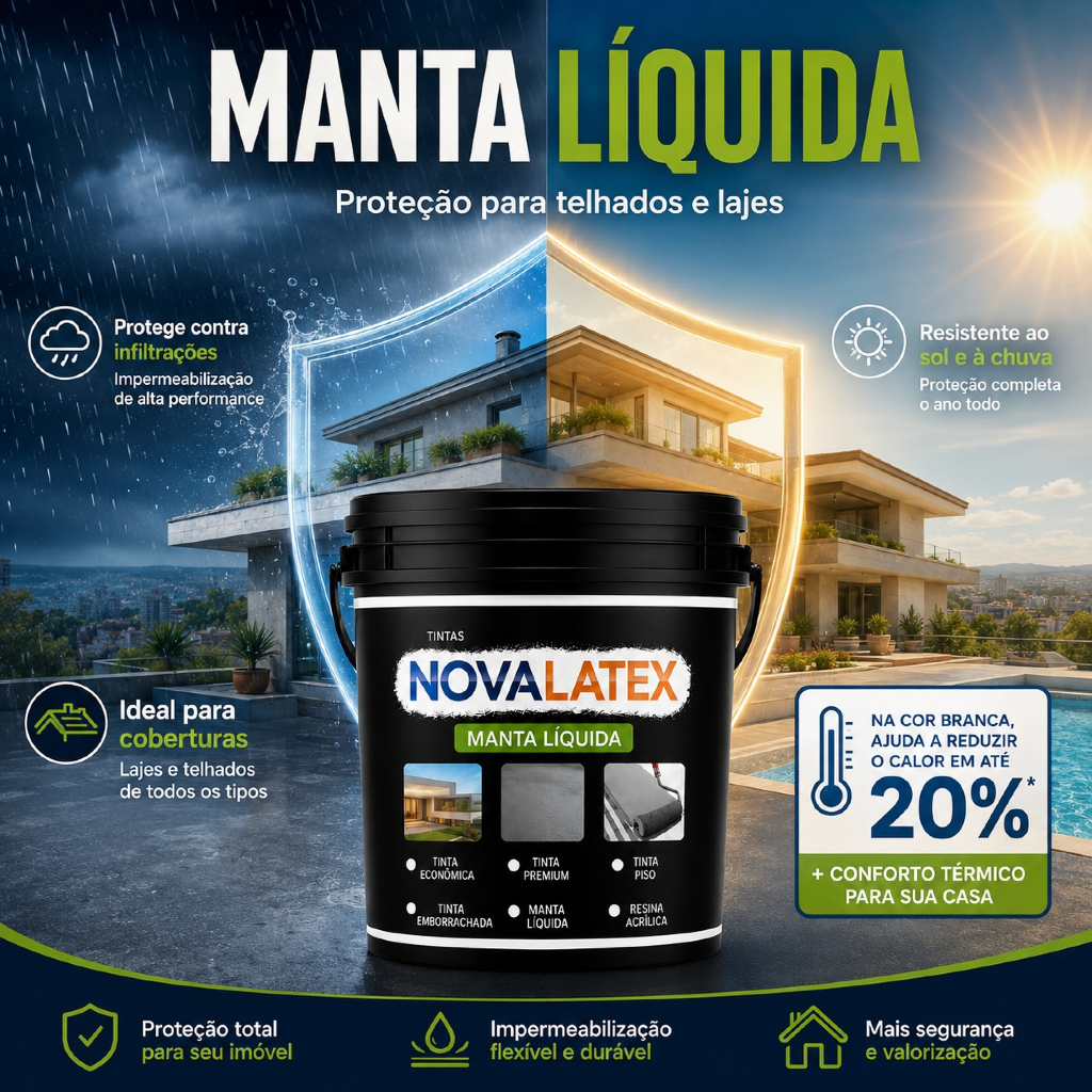 Manta Liquida Emborrachada 5Kg Novalatex - Hidrorepelente Antimofo Protege De Infiltração Sem Cheiro