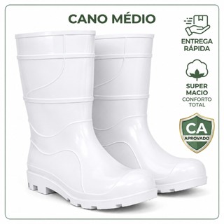 Bota Galocha Impermeável BRANCA EPI PVC Doméstica Açougue Frigorifico Limpeza ENVIO IMEDIATO !