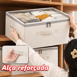 Caixa Organizadora Dobrável com Zíper 40/60L, Organizador de Roupas para Guarda-Roupa e Casa