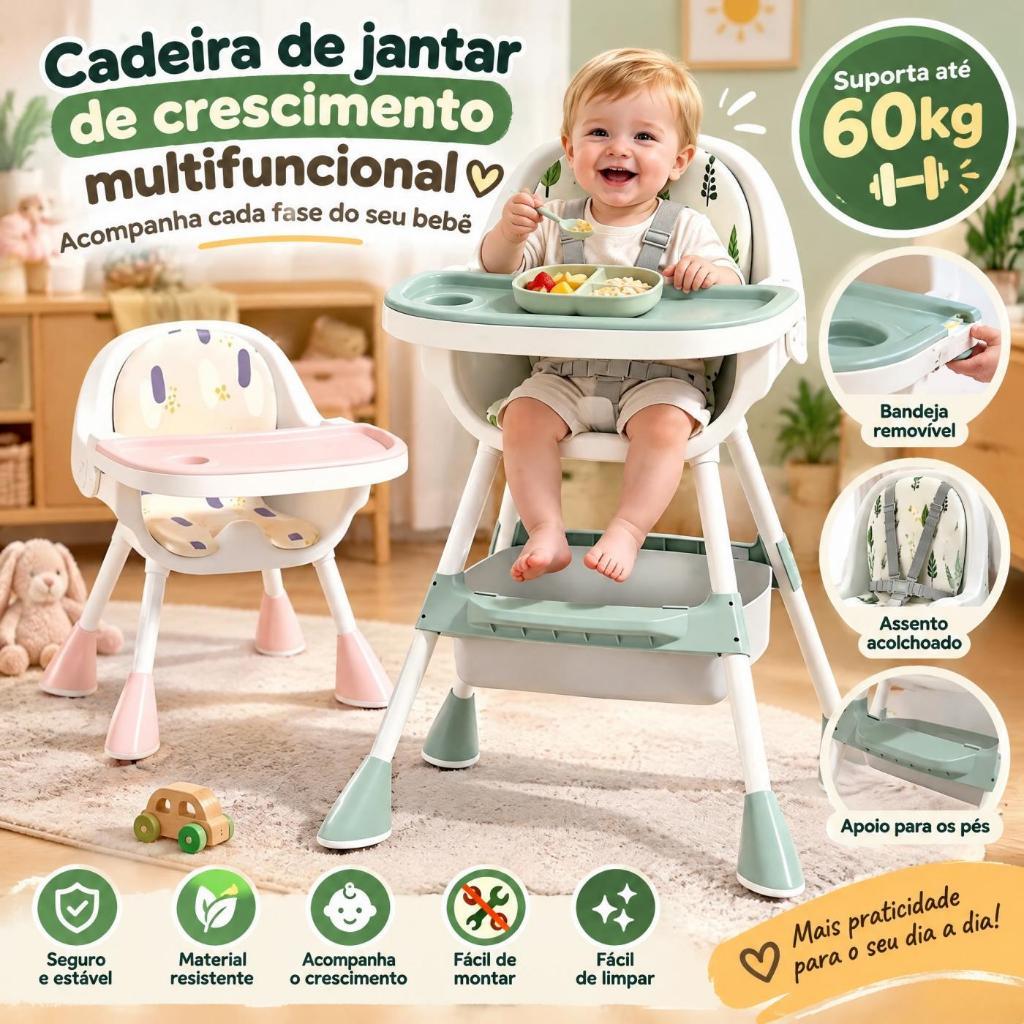 Cadeira De Alimentação Portátil Bebê Multifuncional Com Mesa